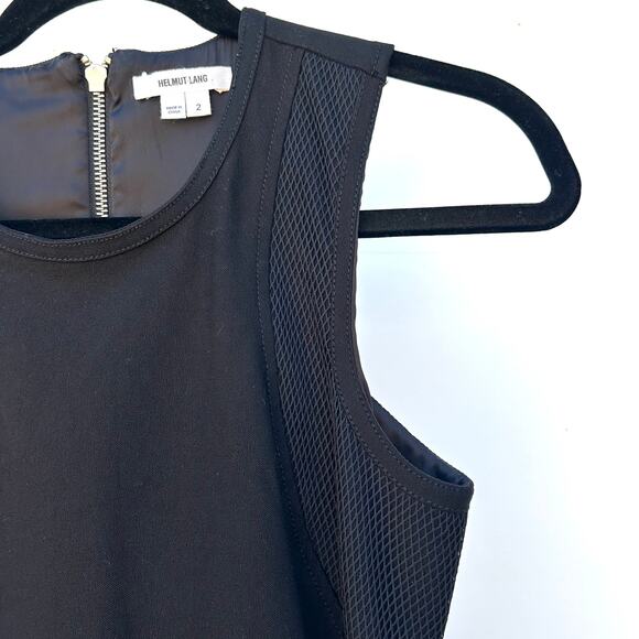 Helmut Lang Designer Mesh Cut-Out Bodycon Mini Dress Black Cut Outs 2 Stretchy - Picture 6 of 8